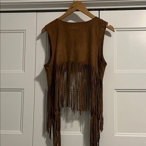 Elegant Brown Fringe Tank Top